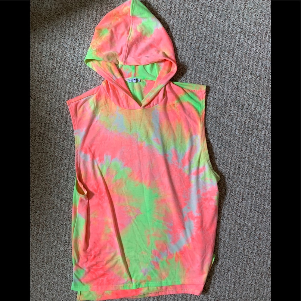 Fashion Nova Hooded Tie Dye Muscle Shirt Size XL